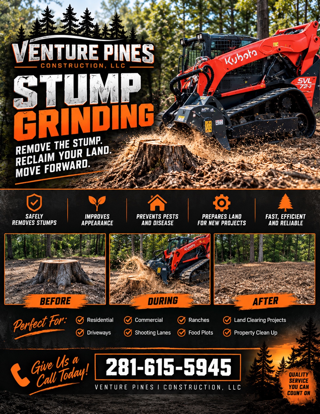 Venture Pines Construction stump grinding service